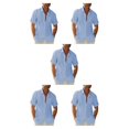 thumbnail image 3 of pitrice Men Shirt Casual Short Sleeve Breathable Replacement Button Down Solid Color Fashionable Home Dating Shirts Top Light Blue 3XL 5Set, 3 of 6