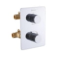 thumbnail image 2 of Square 3-functions thermostatic valve, 2 adjustable shower post systems chrome finish, 2 of 8