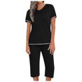thumbnail image 1 of HNMKIU Pyjama Grande Taille pour Femmes Ensemble de Pyjama Deux Pièces Col en V et Shorts, 1 of 4