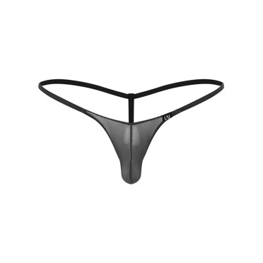 inhzoy Men's Sexy Sheer Mesh Mini Thongs Underwear Spaghetti Straps Waistband T-back G-strings Black M