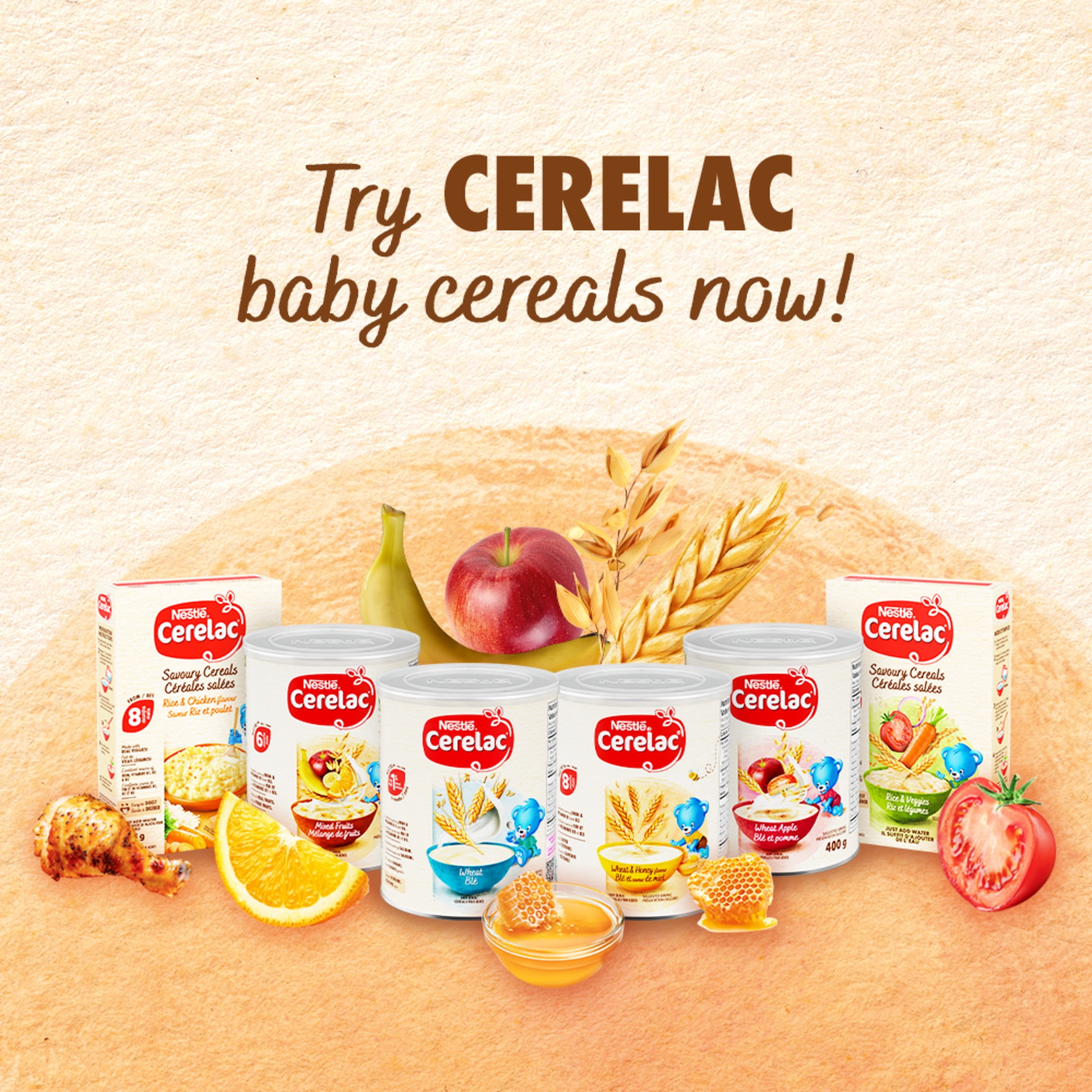 CERELAC Céréales Mélange de fruits, 6 mois et plus, fer, calcium, vitamines B1 et B3