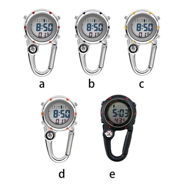 Baohd Digital Carabiner Clip Watches Hook Clock Luminous Multi-function Fob Nurse Watch Compasses Week Clocks Hospital Blue