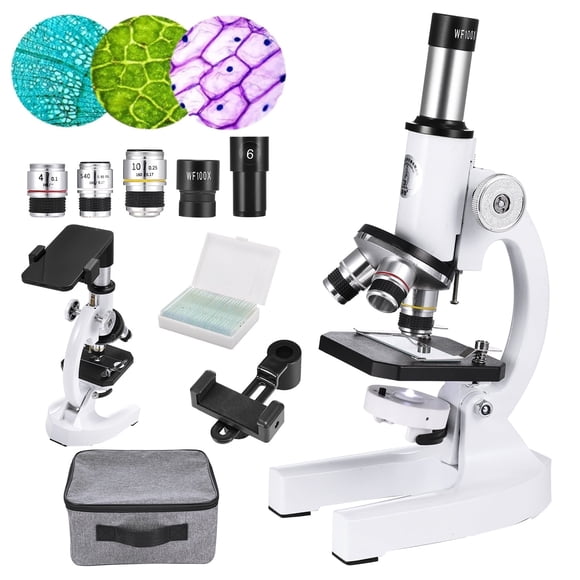Kit de Microscope pour Enfants - Anpro Microscope pour Enfants 400X-24000X, Microscope avec Toboggans, Microscope Biologique Professionnel pour École Laboratoire Maison Cadeau Éducatif pour Garçons & Filles 6+