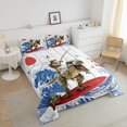 thumbnail image 4 of Erosebridal Cat Riding Dinosaur Bedding Sets Full with Comforter,Surfing Fishing Duvet Insert,Animal Decor,Reversible,3pcs, 4 of 7