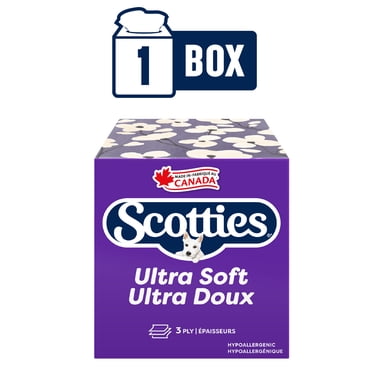Scotties Mouchoirs Ultra Doux 3 Épaisseurs, 1 Boîte Cube, 52 Mouchoirs par Boîte