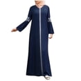thumbnail image 2 of Babysbule Liquidation Robes pour Femmes Dames Abaya Musulmane à Imprimé Floral Kaftan Vintage Islamique Robe Longue Robe Maxi, 2 of 8