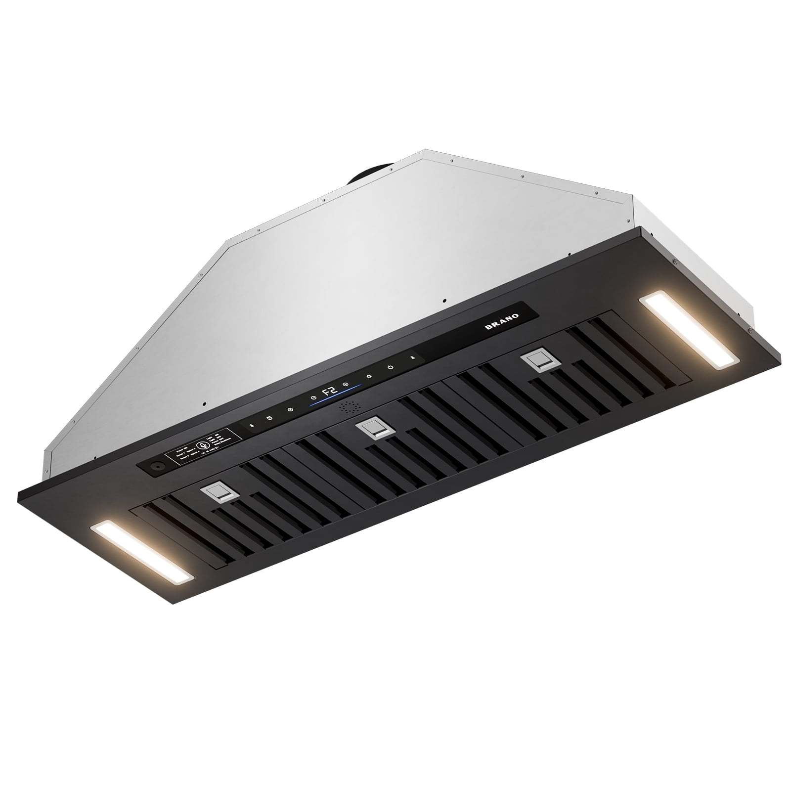 BRANO 36 in. Insert Range Hood, 900 CFM Built-In Kitchen Vent Hood, Voice Gesture Touch Control, 6 in. Ducted/Ductless, Black