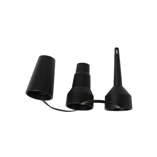 ST13-4002 1-1/4 inch Stealth Inflation Kit featuring three black polypropylene inflator nozzles connected by a flexible strap, designed to fit any 1-1/4 inch wet/dry vacuum hose and convert it into an inflator for air beds, floats, tubes, and toys with controlled airflow.