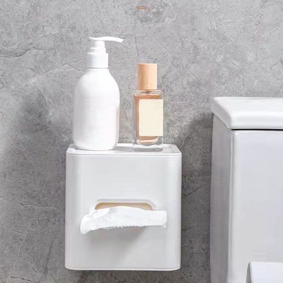 Boîte Murale pour Papier Hygiénique Distributeur de Mouchoirs Support de Rangement pour Rouleaux Sans Perçage Support Adhésif en Plastique pour Salle de Bain Toilette Maison Bureau Cuisine Organisation Armoire de Rangement Translucide 1 Paquet