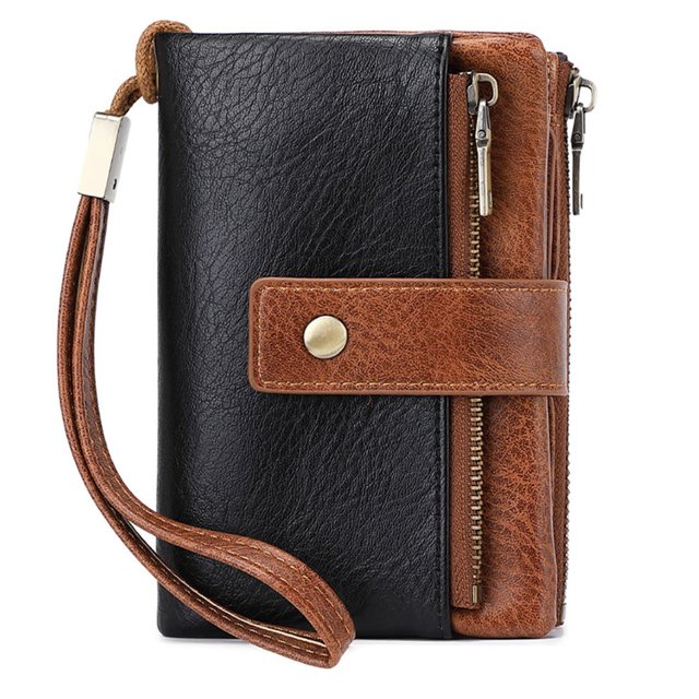JFHHQ Men's Korean Style Vertical PU Leather Wallet Slim Bifold with Double Loose and Multiple Functional Card Slots One Size OTHER
