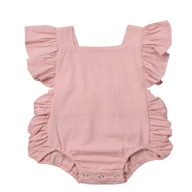 Combinaison une-Pièce à Volants Unie pour Bébé Fille, Tenue de Soleil
