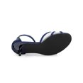 thumbnail image 3 of BLISSFUL STEP Women's Rhinestone Mesh Kitten Heels Sandals Navy Blue (Size 9), 3 of 7
