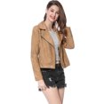 thumbnail image 4 of INSPIRE CHIC Veste Moto de Motard pour Femmes Courte en Faux Suède Doux à Fermeture Éclair, 4 of 6
