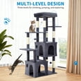 thumbnail image 2 of Yiwa Multi-Level 61" Cat Tree Tower, Sturdy Modern Cat Furniture for Large Cats and Maine Coons, Featuring Jumbo Perch, Two Spacious Condos, Sisal Scratching Posts, and Hanging Balls, 2 of 7