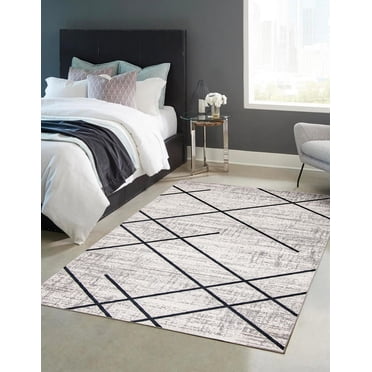 ECARPET Washable Abstract Striped Area Rug & Runner for Living Room, Bedroom, Hallway