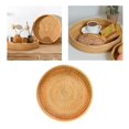 thumbnail image 4 of Round Rattan Serving Tray Organizer Storage Platter Handwoven Candy Plate Serving Basket for Drinks Restaurant Fruit Table Home Decor , Brown, 22cmx3cm, 4 of 7