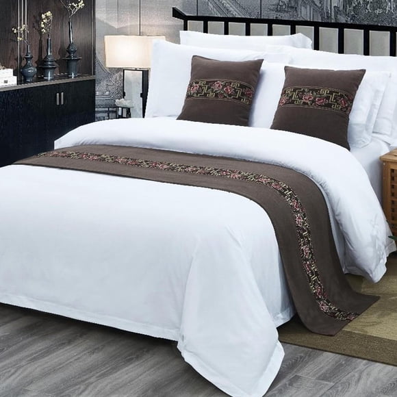 SXLXYOF Bed Runner Jacquard Microfiber Bed Scarves No Fading Soft Bedspread Pillowcase Matching Cushion Set Hotel Home Bed Tail Towel King Size Bedding Scarf,C-1*Pillowcase