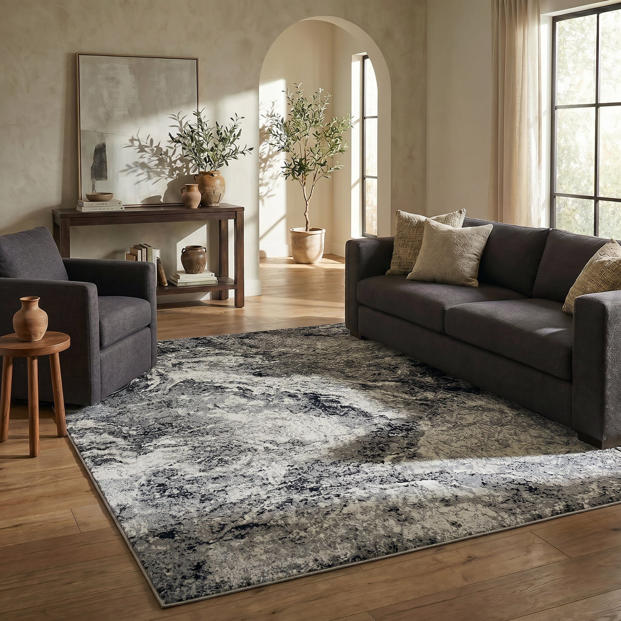 Rug Branch Collection Sakarya Tapis de couloir d'intérieur contemporain abstrait Splash