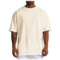 thumbnail image 1 of Men T Shirts Male Summer Pure Oversized Shirt Solid Color Large Size Short Sleeve Round Shoulder Top, 1 of 5
