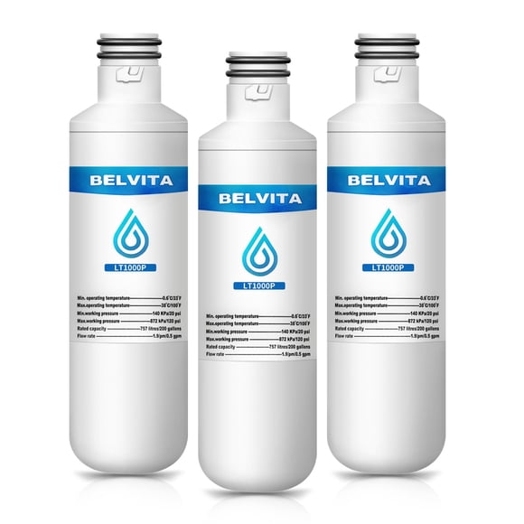 LT1000P Refrigerator Water Filter Replacement by BELVITA , Compatible with LG LT1000P, LT1000PC, LT1000PCS, MDJ64844601, ADQ747935, ADQ74793501, ADQ74793502, Kenmore 469980, 9980 (Pack