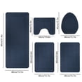 thumbnail image 2 of Maplenight 5-Pieces Large Bathroom Rug Set with Toilet Cover - Soft Velvet Fleece, Non-Slip, Water Absorbent, Washable, Modern Style Blue, 2 of 7