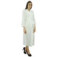 thumbnail image 2 of Bimba Peignoir Long Uni pour Femmes avec Ceinture, Modal Doux en Coton, Enveloppant, Rond, Uni, 2 of 7