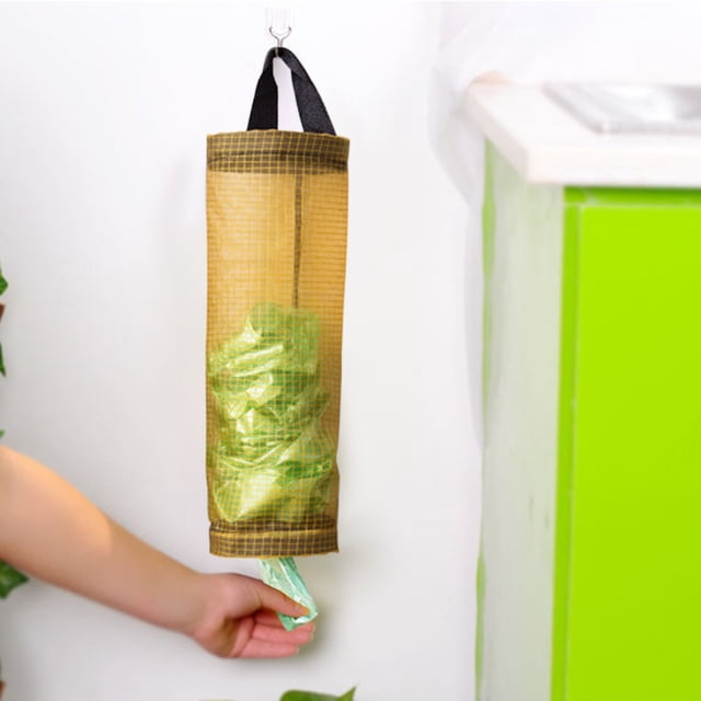 RXIRUCGD Plastic Bag Mesh Hanging Storage Dispensers Foldable Breathable Washable Hanging Mesh Garbage Bag Organizer For Kitchen Plastic Bag Storage