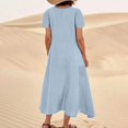 thumbnail image 4 of JUNWELL Liquidation d'Économies d'Été Robes Maxi pour Femmes Été Robe Débardeur en Coton et Lin Manches Courtes Ample Col Ras du Cou Maxi Longue Fluide avec Poches, 4 of 6