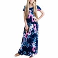 thumbnail image 1 of WEAIXIMIUNG Robes Filles 4T à 5T Robe Longue Décontractée à Manches Courtes Imprimé Floral avec Poches 12-24 Mois, 1 of 4