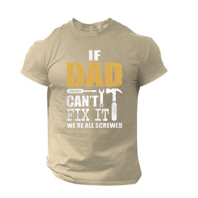 LUOGENLI T-shirts pour Homme pour Hommes Masculin Printemps et Été Fête des Pères Décontracté Rétro Lettrage Impression Partielle T-Shirt Col Rond Manche Courte Haut T-shirts pour Homme T-Shirt Graphique Pâques Beige G