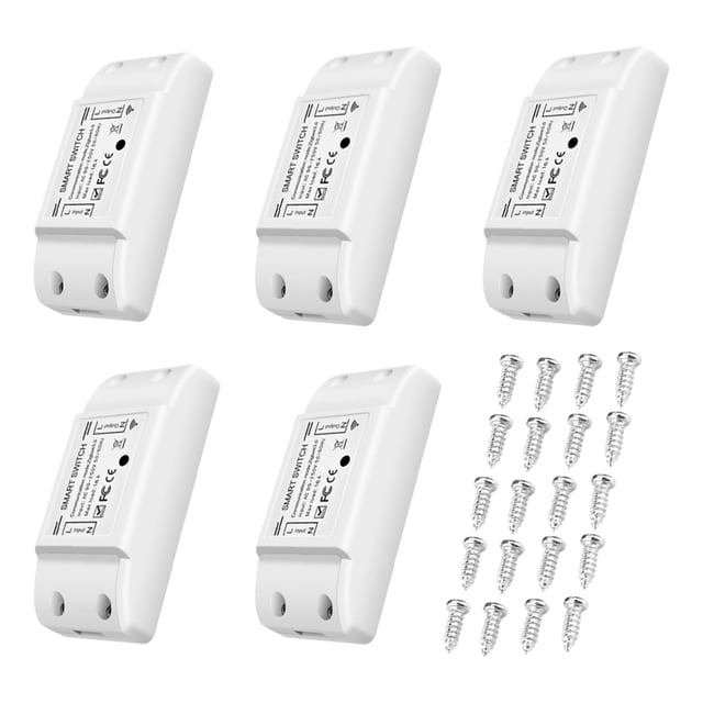 5 Pcs Commutateur Intelligent WiFi et BT 10A 2200W Double Mode Marche/arrêt