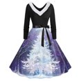 thumbnail image 1 of TIMIFIS Robes de Noël pour Femmes, Robes Maxi pour Femmes Robe Vintage de Vacances Manches Longues Col en V en Fourrure Robe Dos Nu, 1 of 3