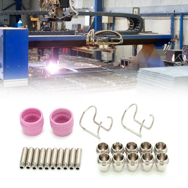 ANGGREK Kit Consommables Torche de Coupe Plasma Kit Consommables Électrode Torche de Coupe Pointe Bonne Durabilité Kit Consommables Torche pour Pièces de Réparation pour Mécanicien