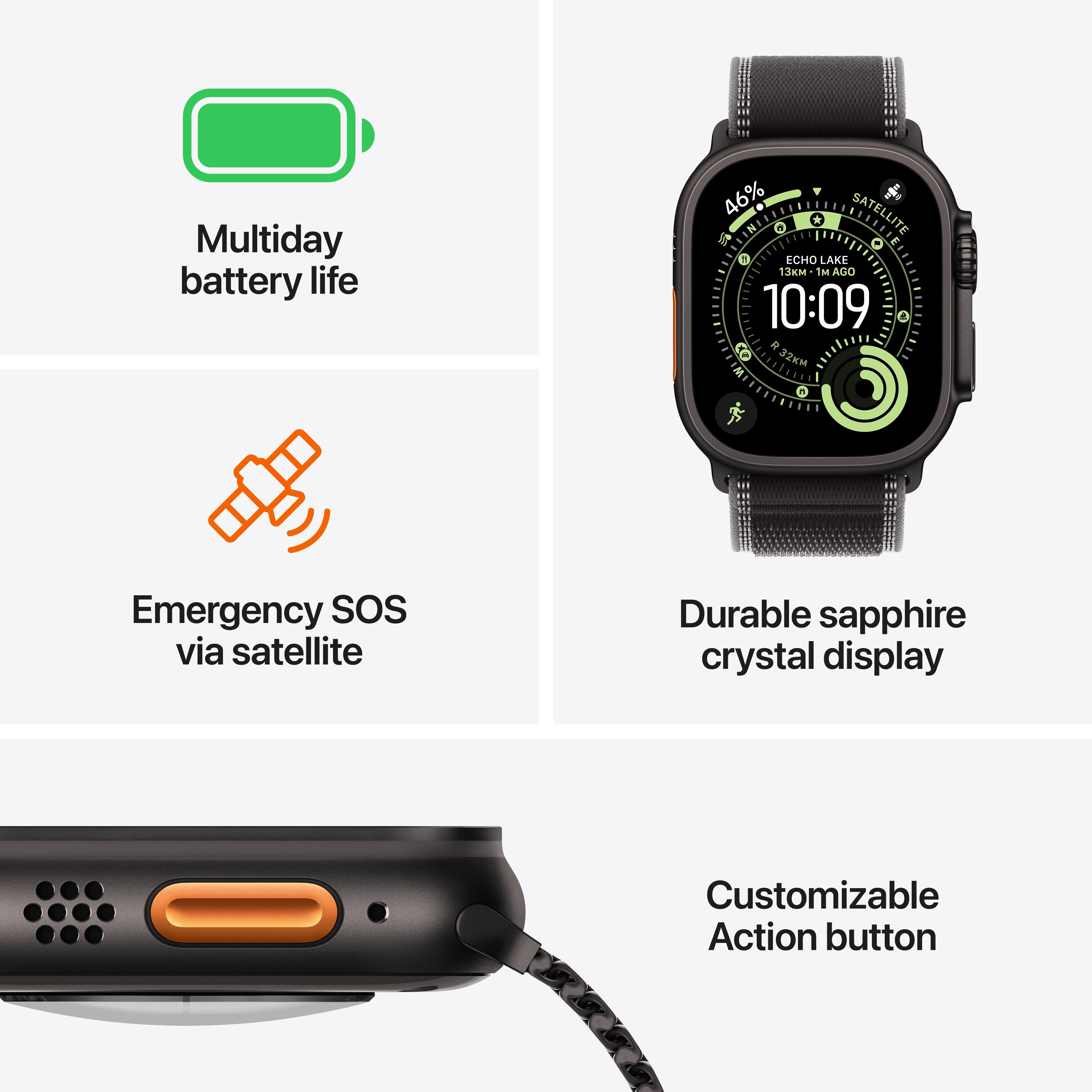 Apple Watch Ultra 3 GPS + Cellular 49mm Natural Titanium Case with Bright Blue Trail Loop - S/M