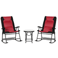thumbnail image 1 of Outsunny 3-Piece Red Foldable Rocking Chair Set with Side Table, Durable Steel Frame Outdoor Bistro Set, Padded Seats for Patio, Garden, Backyard, Park, 26.8"W x 35.5"D x 41.8"H, 1 of 7