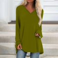 thumbnail image 2 of KIHOUT Spring Winter Womens Tops Solid Color T-shirt Long Sleeves Blouse V-Neck Casual Mid-Length Blouse Tops, 2 of 5