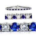 thumbnail image 1 of Bracelet Tennis en Or Blanc 14 K avec Saphir Bleu de 14,00 Ct et Diamants Blancs, 1 of 1