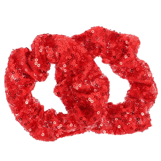 SHISUYAN 2PCS Christmas Hair Ties Washing Face Colorful Sequins Hair Ring