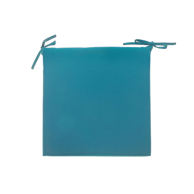 Coussin de Chaise d'Extérieur Solide Turquoise - Ensemble de 2 avec Coussins Carrés en polyester Turquoise Comprenant un Rembourrage Moelleux de 2 Pouces et des Attaches en Tissu aux Deux Coins pour Fixer aux Chaises de Salle à Manger d'Extérieur, Idéal pour Améliorer le Confort et le style dans les Contextes de patio Ou de Jardin.