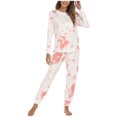 thumbnail image 2 of Ensemble de Pyjama pour Femmes Pantalon Femmes Mode Imprimé Teinture sur Nœuds Manches Longues Pantalon Ensemble de Pyjama Deux Pièces, 2 of 5