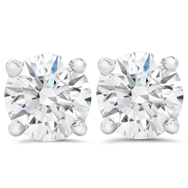 1/3ct Excellent Cut Diamond Studs with Screw Backs in 14k White Gold by Pompeii3. Features two round brilliant lab-grown diamonds prong set in solid 14k white gold. Designed with secure screw-back findings, ideal for women's earrings.