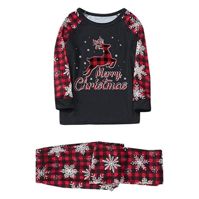 LSLJS Christmas Pajamas Pyjamas de Noël Assortis pour la Famille, Ensemble Assorti pour la Famille Pyjamas de Noël pour la Famille Ensemble Haut à Carreaux Rouges et Pantalon Long Ensembles de Vêtements de Nuit pour les Fêtes Ensemble de Vêtements de Nuit de Noël