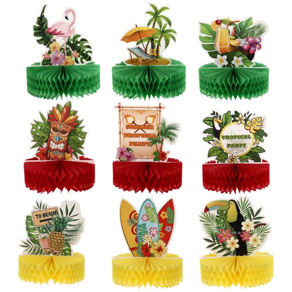 Table Centerpieces Hawaii Tiki Party Honeycomb Centerpieces Bar Paper Cakes Aloha Torch Beach Hawaiian Sign Supplies