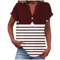 thumbnail image 1 of fatyb Womens Printed V Neck Tops Short Sleeve Button V Neck Tshirts Lightweight Summer Beach Blouses, 1 of 5