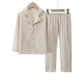 thumbnail image 2 of GDREDA Kids Clothes Set Button Down Top And Pants Long Sleeve Soft Comfortable Cloth Sets Boys Breathable Pyjamas Beige,Over 16, 2 of 3