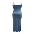 thumbnail image 3 of QJUHUNG Femmes Couleur Unie Robe Longue Sexy Bodycon Extensible Maxi Dame Printemps Automne Été Spaghetti Robe de Sangle, 3 of 7