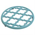 thumbnail image 5 of Lattice Collection Round Heavy Weight Multi-Purpose Decorative Cast Iron Trivet with Soft Non-Skid Rubber Peg Feet, Turquoise, 5 of 5