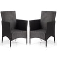 thumbnail image 1 of Patiojoy 2PC Patio Rattan Wicker Dining Chairs Set With Cushions Black, 1 of 6