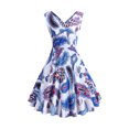 thumbnail image 1 of EGNMCR Robes de Soirée pour Femmes, Robes Formelles pour Femmes, Robes de Cocktail pour Femmes Sans Manches à Col en V Mi-Mollet Robe Confortable d'Été pour Femmes Sans Manches à Col en V Vintage Régulière à Imprimé Robe de Fête Robe pour Femme, 1 of 6