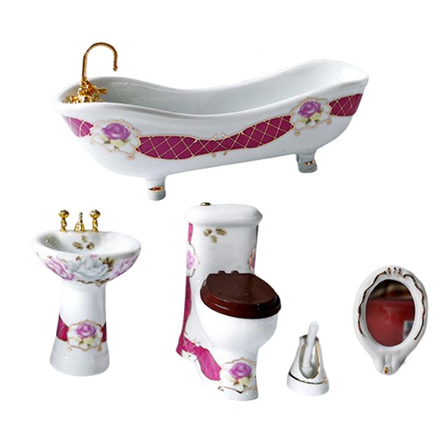 Dollhouse Furniture Mini Toy Life Scene decor White and Red